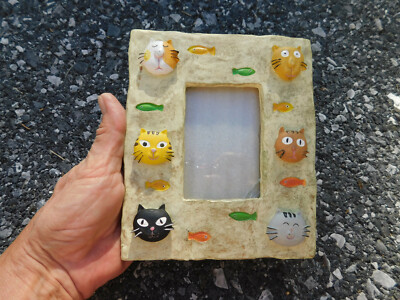 Fabulous 3D CATS w ATTITUDE Ceramic Picture Frame GANZ 2 1/2'' x 3 1/2'' Photo FUN