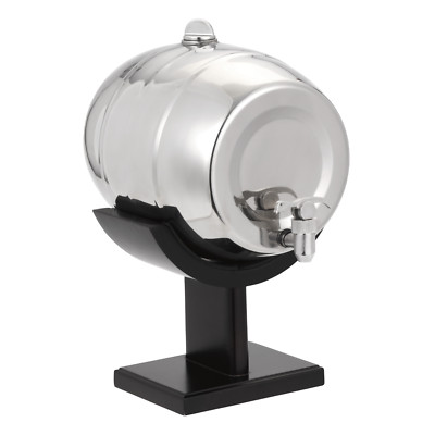 Oneida Banquetware Stainless Steel Barrel Beverage Keg  + Wood Stand, 881088794L