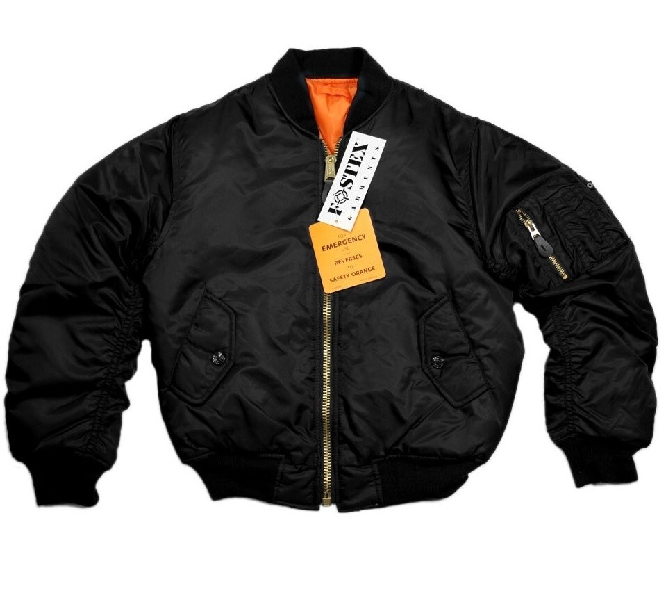 Jacket Pilot Bomber Aviation Military Mod. MA1 Black Inside Orange