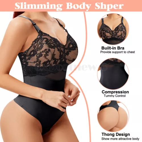 Seamless Bodysuit for Women Tummy Control Shapewear Sculpting Thong Body Shaper - Picture 4 of 62