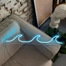 LED Sea Wave Neon Light Sign Dimmable Home Living Room Wall Decor Handmade Gift