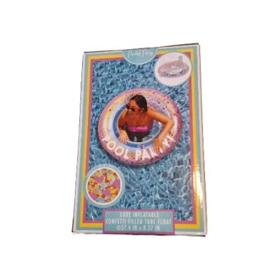 Pool Party Luxe Inflatable Confetti Filled Tube Float 37.4'' X 8.27'' NEW IN BOX