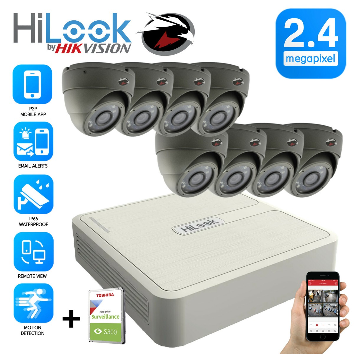 HIKVISION CCTV RECORDER HILOOK DVR 4/8CHANNEL CCTV DOME HD CAMERA