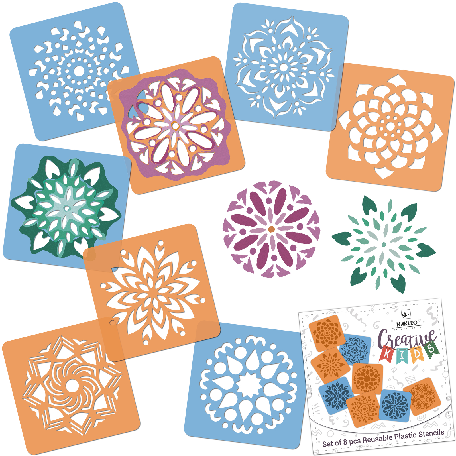 Stencil da disegno per bambini // Set di 8 pezzi. // MANDALA