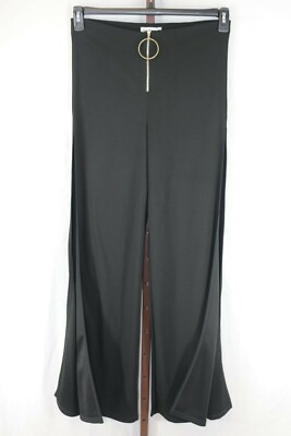 Touch Me Juniors Ladies Black Wide Leg High Slit Dress Pants Size Medium NEW