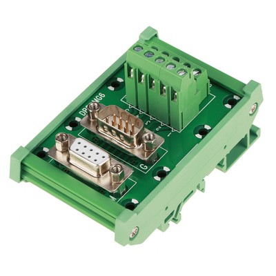 1-Pack Compact DB9 Breakout Board For Signal Transmission On DIN Rail
