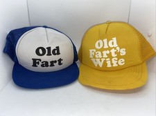 Old Fart  Old Fart's Wife Vintage 80s Set of 2 Trucker Hats Funny Gag Gift Cap