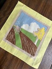 Vintage Handkerchief Hankie Plowing Farmer Horses