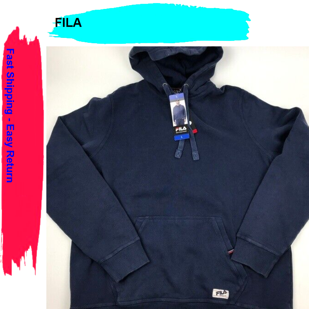 Fila Vintage Felpa con Cappuccio Pullover in Pile da Uomo (Navy X Large)