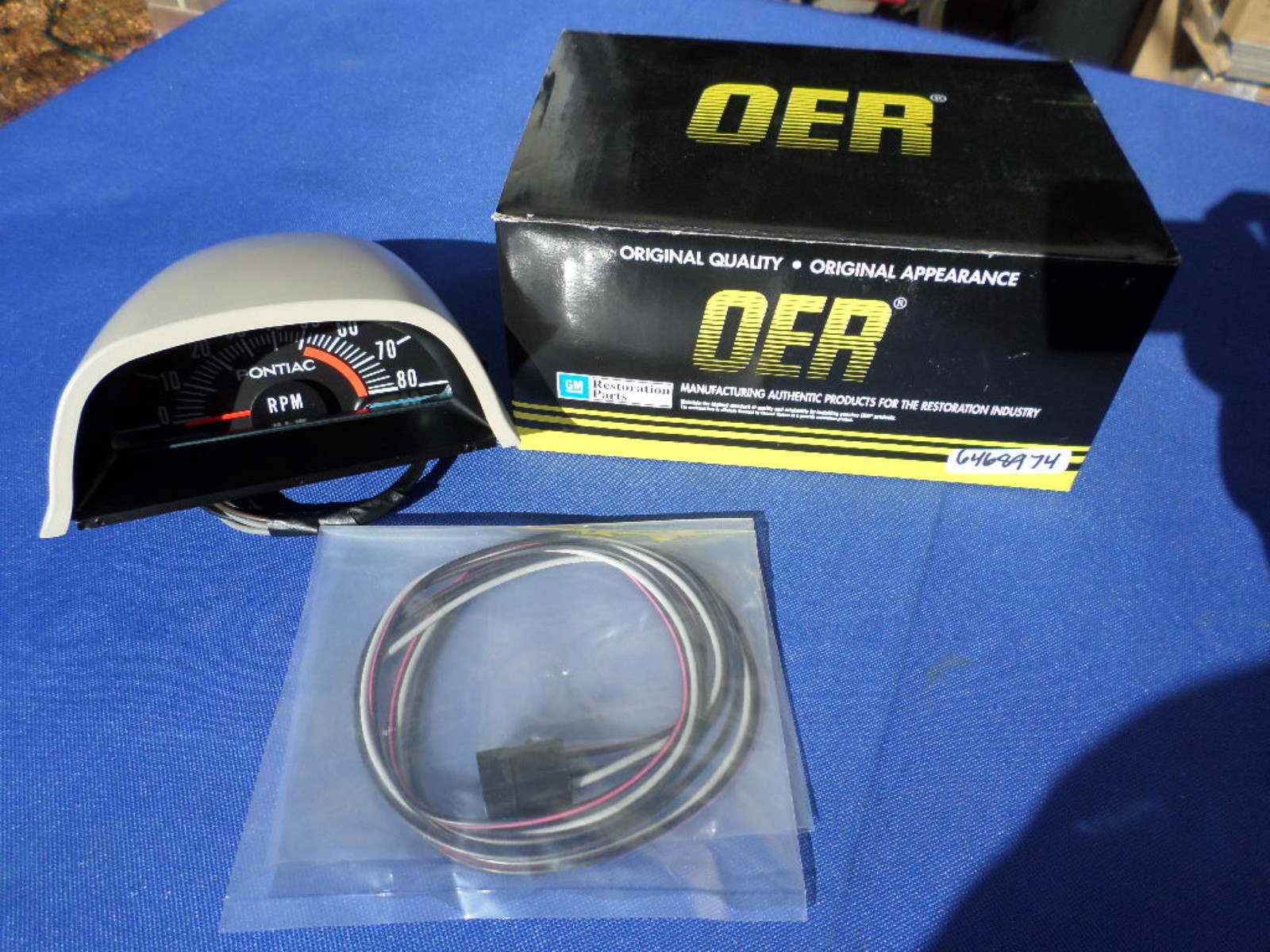 NEW 1969 Firebird Hood Tach Tachometer 5200 Redline GM Licensed OER