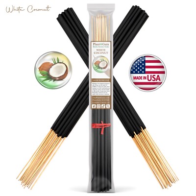 WHITE COCONUT Incense Sticks 19'' Jumbo Extra Large Bulk Handmade Hand Dipped