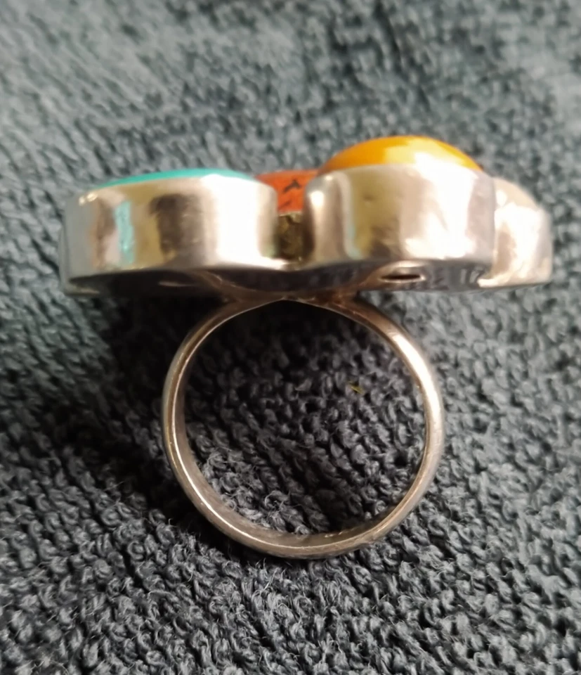 anello argento indiano con pietre dure - Immagine 3 di 4