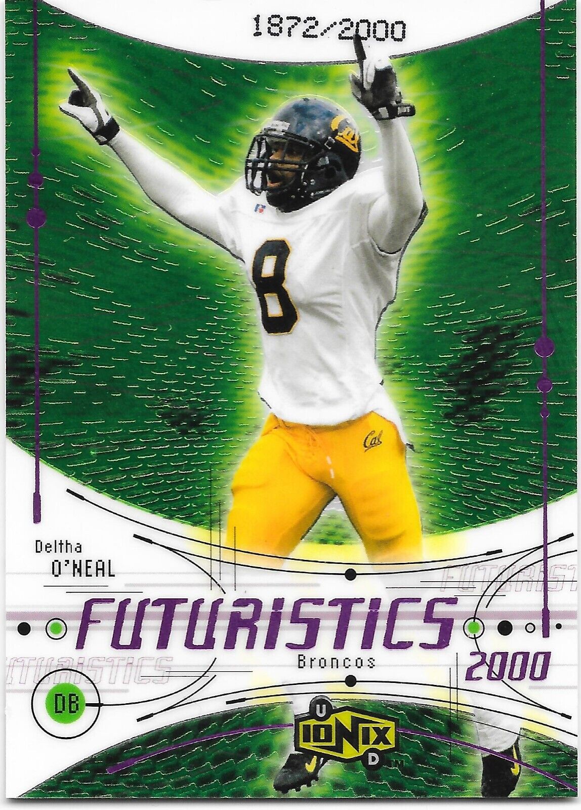 2000 Upper Deck Ionix Deltha O'Neal 1872/2000 Rookie Futuristics #63