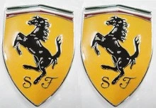 FERRARI SHIELD, BADGE (one) Metal, 3 inch w/adhesive Cavallino prancing horse 