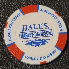 HALE'S HD ~ OHIO (White/Red/Blue) Harley Davidson Poker Chip