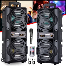 3000W Dual 6.5" Portable Party Bluetooth Speaker Loud Speaker Rechargeable w/Mic
