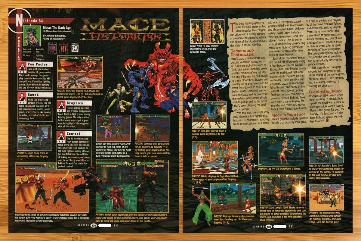 1997 Mace The Dark Age N64 REVIEW Print Ad/Poster Vintage Video Game Promo  Art