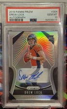 DREW LOCK AUTO~PSA-10~2019 Panini SILVER PRIZM~RC~SEAHAWKS~Autograph Rookie Card. rookie card picture