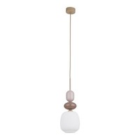 Pendelleuchte Esszimmer Glas Stahl Sandfarben E14 Ø15 Cm HäNgelampe Esstisch