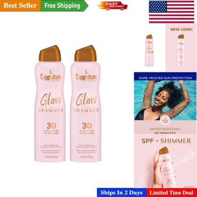 Glow Shimmer Sunscreen Spray SPF 30 - Pack of 2, Water Resistant & Paraben-Free