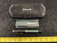 Pelikan M800 Green Stripe Barrel Fountain Pen 18C 750 F Nib Case Manual Read