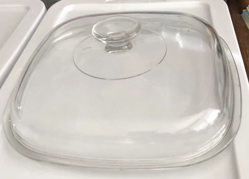 Vintage Corning Ware Pyrex A-12-C Square Glass Domed Replacement Lid Clear