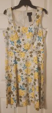 Fit & Flare Floral Dress Yellow Aqua Easter Tea Party Shower Scarlett Size 12