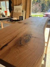 Custom Live Edge Red Oak Desk with Rubio Monocoat Finish In Natural Wood