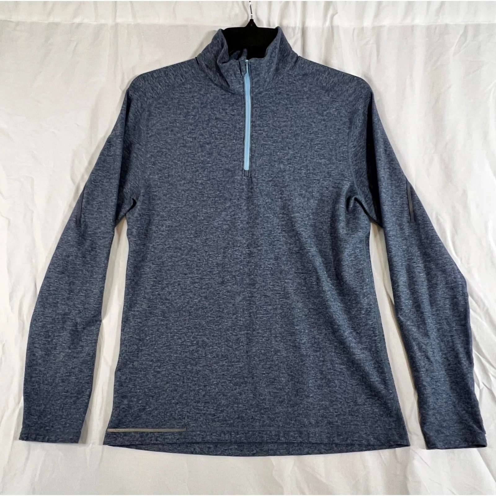 Lululemon Athletica Long Sleeve Quarter Zip Pullover Top Blue Heathered Size L
