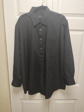 Men's Van Heusen Regular Fit Wrinkle Free Black Adjustable Long Sleeve Shirt