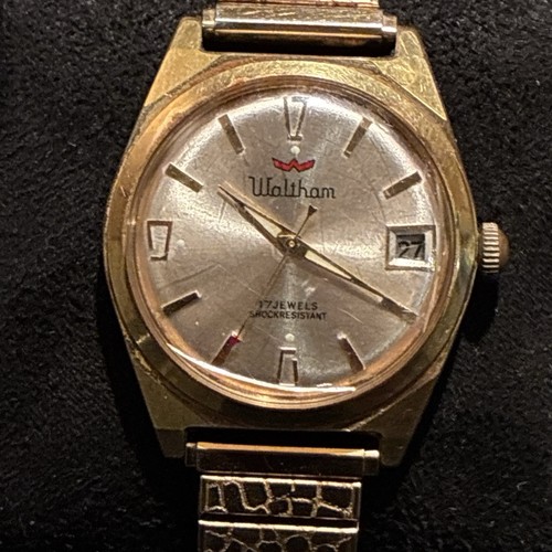 Orologio Vintage 18k GP WALTHAM Antiurto DATA Carica Cal R614