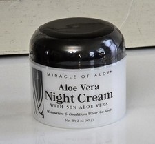 Aloe Vera Night Cream 2 Ounce Jar with 50% Pure Aloe Vera Gel Made In USA