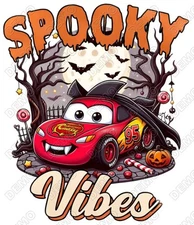 Cars Spooky Vibes Halloween  DTF  Shirt Iron on Transfer