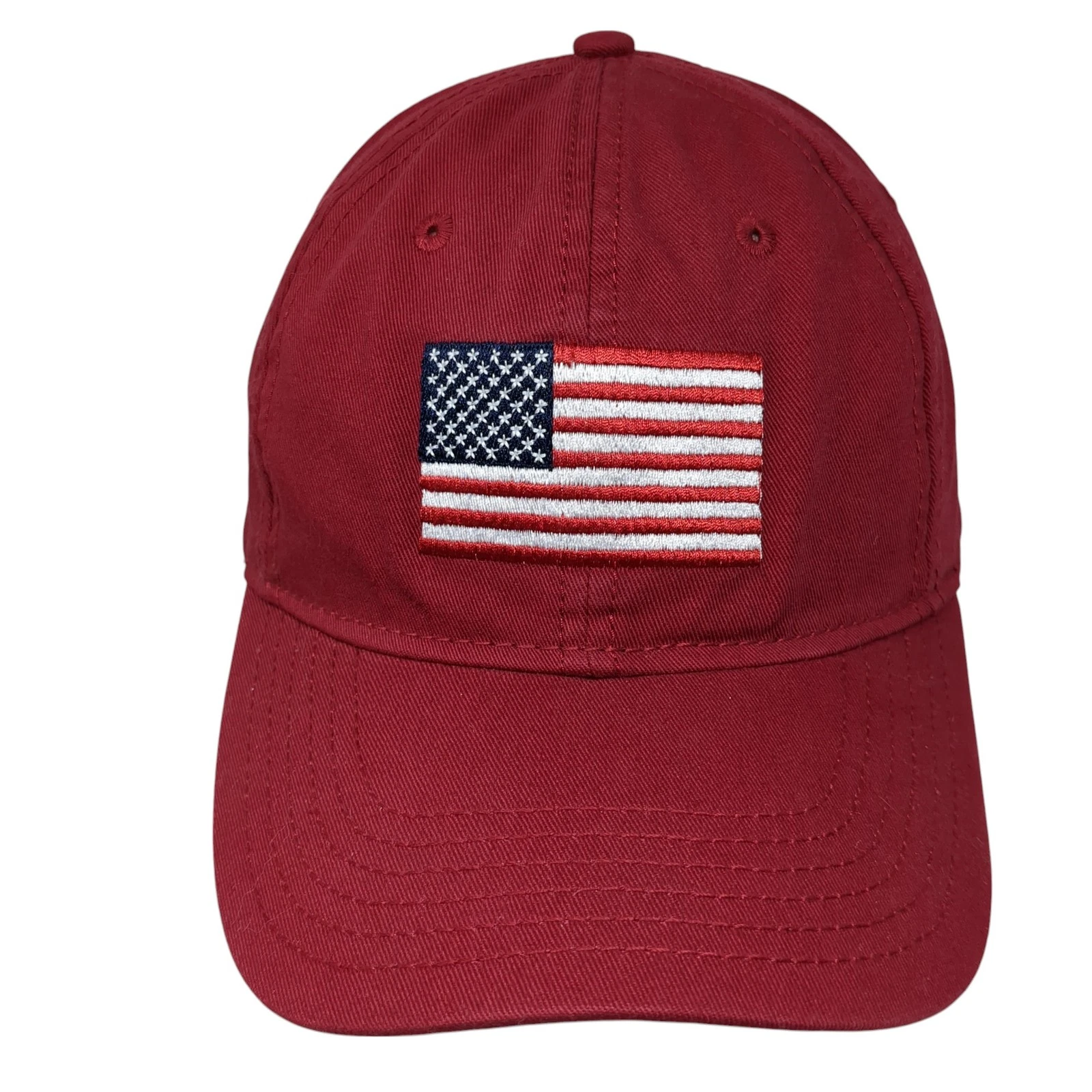 USA Flag Slideback Baseball Cap Red One Size Adjustable Embroidered Patriotic
