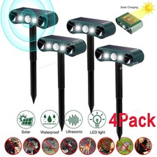 4pcs Solar Outdoor Motion Sensor Alarm 2 130db Ultrasonic Siren 4 Modes Flashing