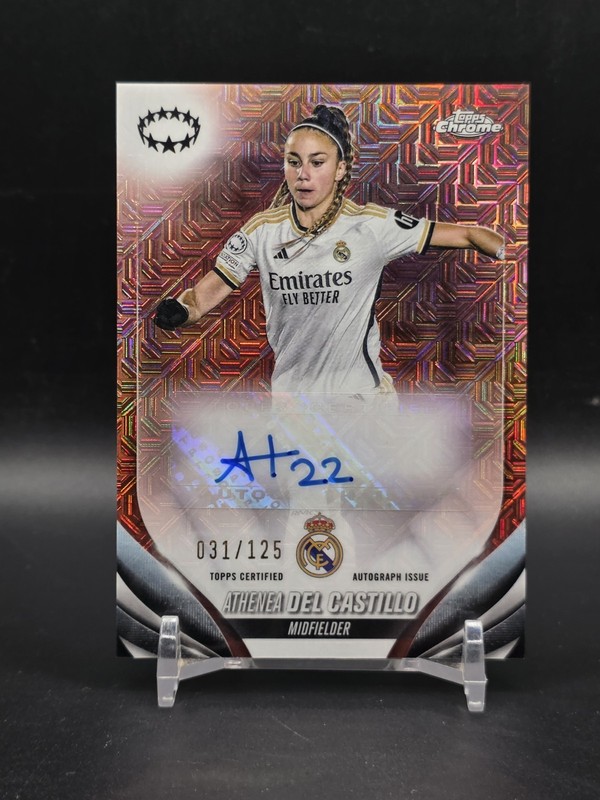 2023-24 Topps Chrome UEFA WCL Athenea Del Castillo Rose Gold Mojo Auto /125