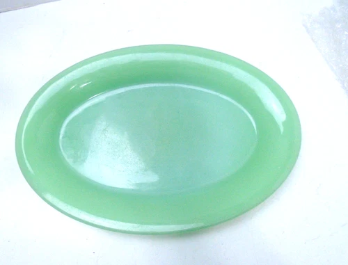 Vtg Fire King Jadeite Green Restaurant Plate 11.5 X 8"  Oven Ware #18 Made  USA