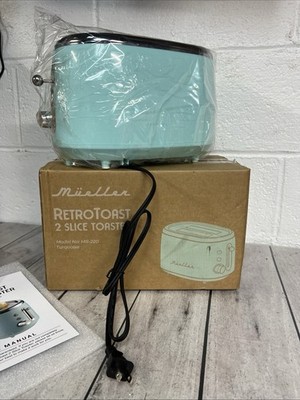 Mueller Retro Toaster 2 Slice W/ 7 Browning Levels & 3 Funct Reheat|Turquoise 