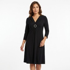 Chaps Rayon Blend Black Knee Length Stretch Dress Women Size S