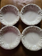 Four Williams Sonoma Tuscan Olive Salad Plate Italy  Pasta Cream Embossed Branch