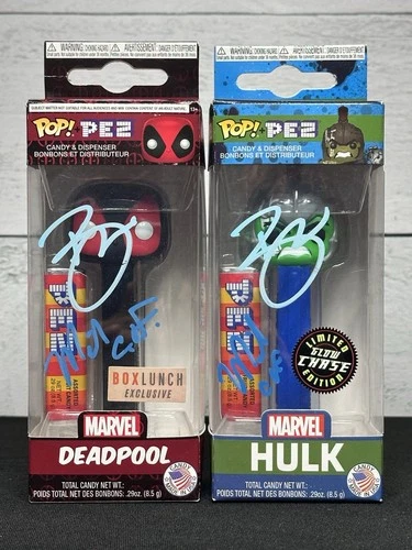 BRIAN MARIOTTI & MIKE BECKER SIGNED FUNKO POP! PEZ DEADPOOL & HULK CHASE SET !!
