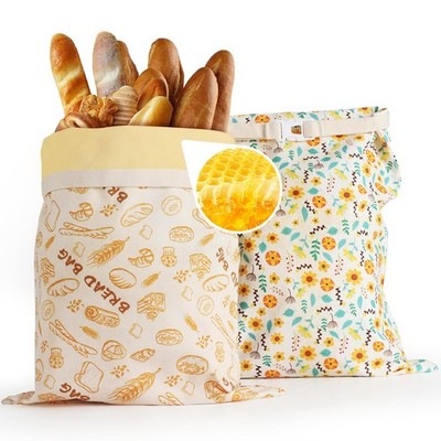 2-Pack pure cotton Reusable Beeswax Bread Bags - Large 17x13 Inch for Sourdou...