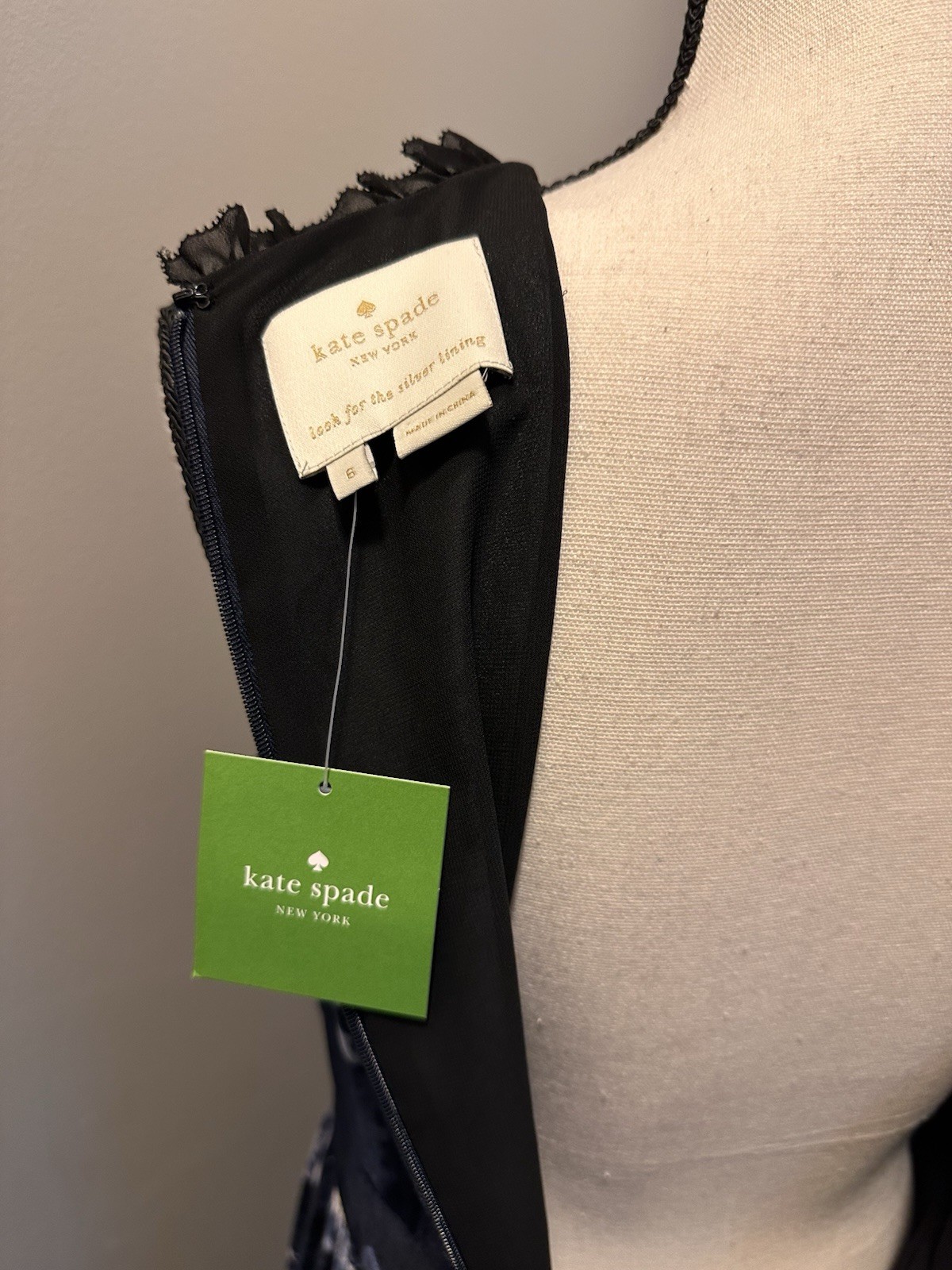 ✨Kate Spade New York Night Rose Ruffle-trim Velvet Dress Navy Size 6 NWT Flowy thumbnail 15