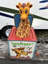 Vintage 1975 Mattel Jack-In-The-Box Geoffrey The Giraffe USA Old Toy Music Box