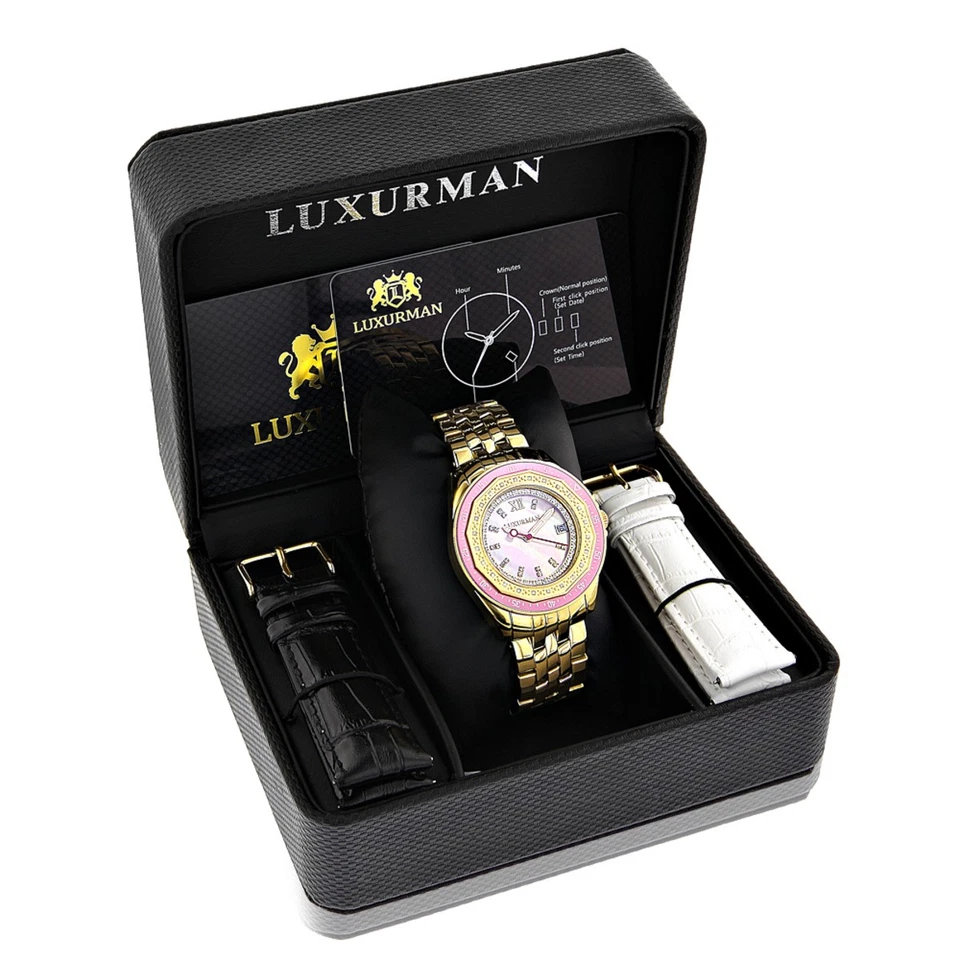 Reloj Mujer Acero Inoxidable Diamante | Luxurman Royale 38 mm Foto 3 de 4