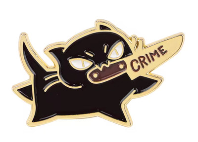 KILLER CAT Knife Crime Black Kitten Criminal Kitty - Enamel Pin