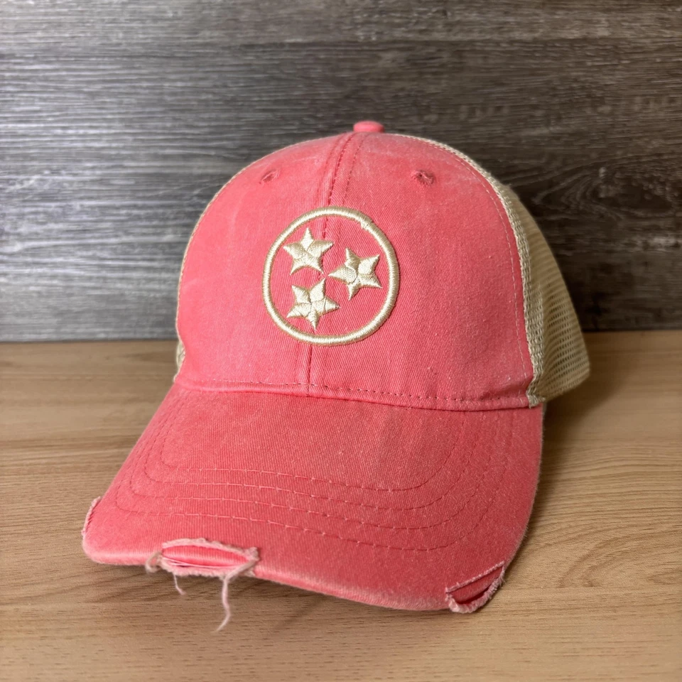 Tennessee Tri Star Sombrero Gorra Snap Back Rosa Tostado Malla Camionero Envejecido Hombres Adams Foto 3 de 4
