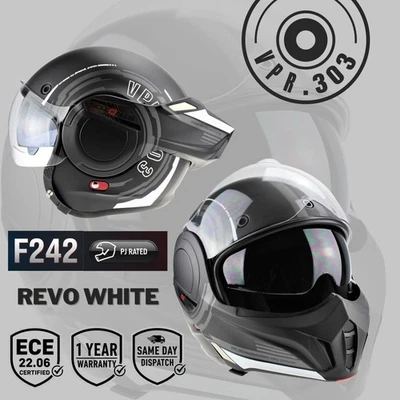 Casque moto modulable double visiere transparent Revo Blanc ViPER F242 ECE 2206 - Photo 1/4