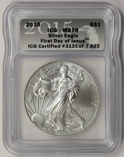 2015 American Silver Eagle $1 MS 70 ICG First Day of Issue