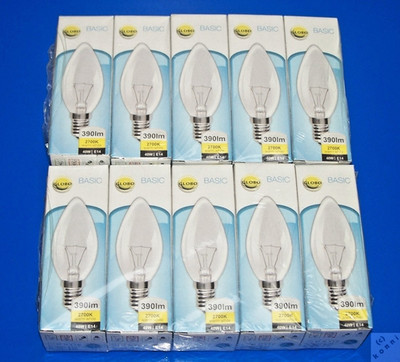 NEU - 10x Glühbirne 40W E14 klar Kerze Globo, mit Glühfaden, KEINE LED _m1